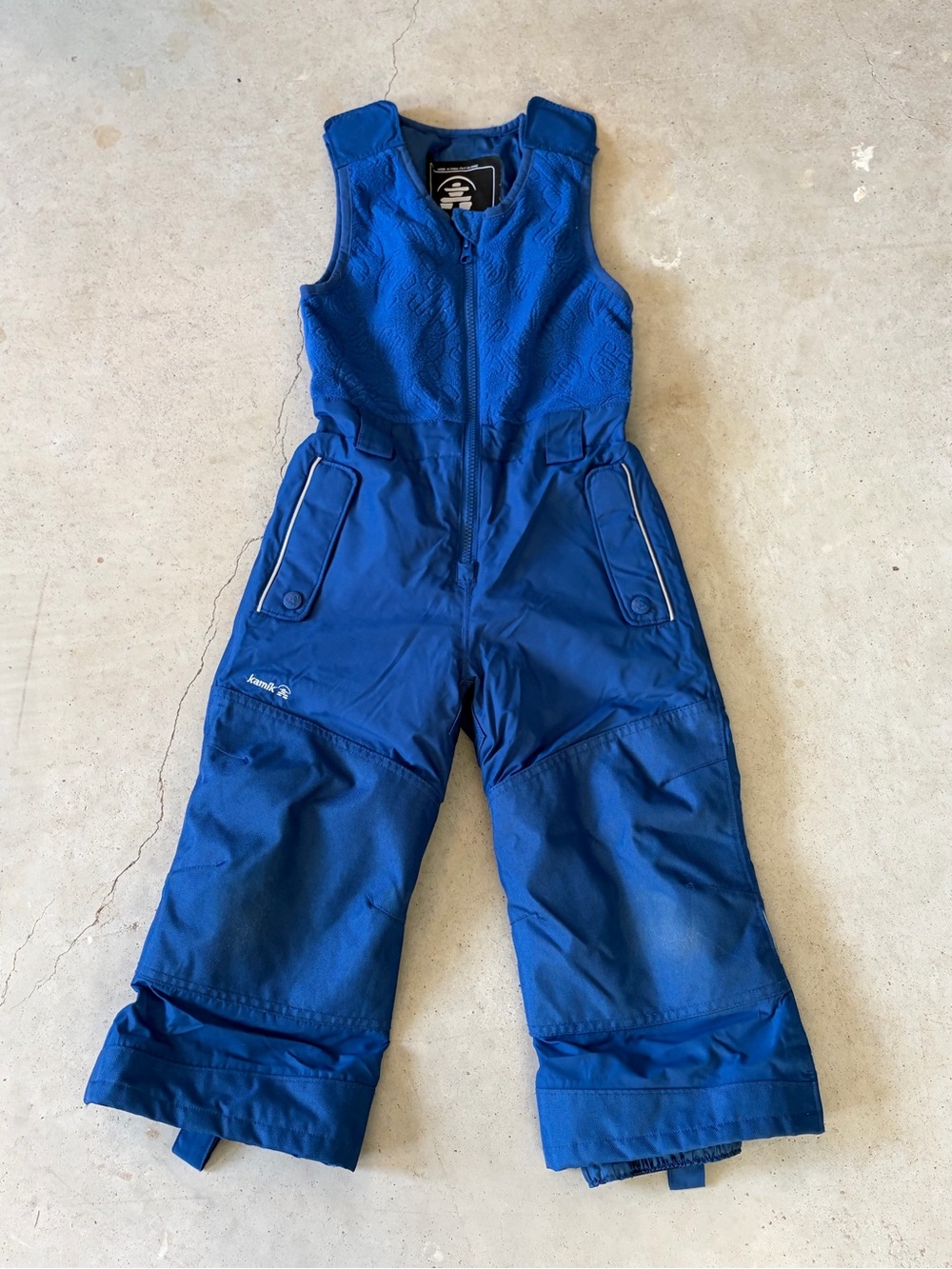 Kamik Kids Royal Blue Fleece Upper Insulated Snow Bibs Size 4